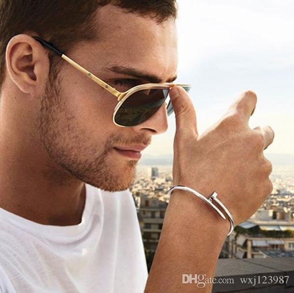 

trade popularity creative designer titanium steel jewelry no diamond bracelet personality open simple nails stainless steel bracelet, Black