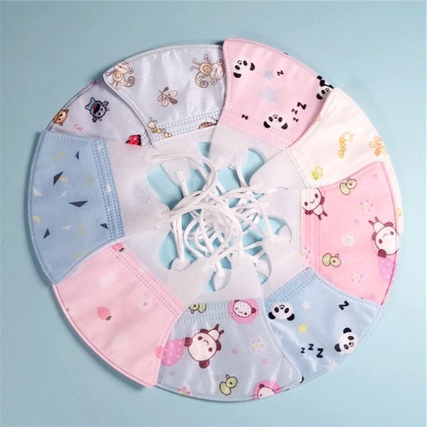 

three layer kids face mask cartoon print 3d non-woven face masks boys girls anti dust breathable protective mask children outdoor masks gift, Blue