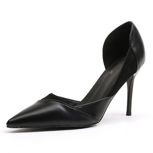 

women shallow mouth shoes pump ladies pointed thin high heels wedding shoes new women's high heels solid silk, Black