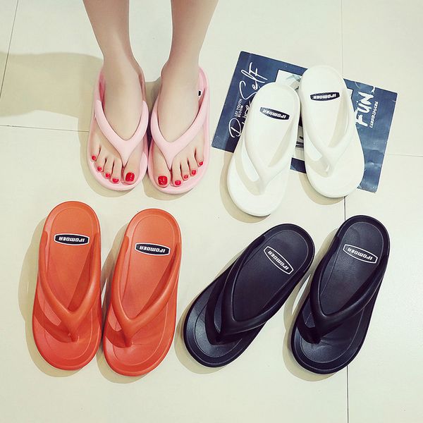 

женская обувь 2020 шлепанцев женской обуви новой мода верхней одежда пляж тапочки лето флип носок платформа встряхивание донных сандалий, Black