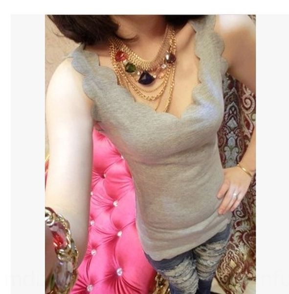 

new color summer thread v-neck lace wavy low collar slim vest strap base shirt lace candy vest candy, White