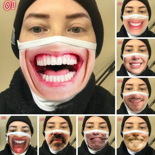 

funny 3d expression face mask dust-proof fashion printing cotton masks washable reusable cycling mask designer face mask bwd581