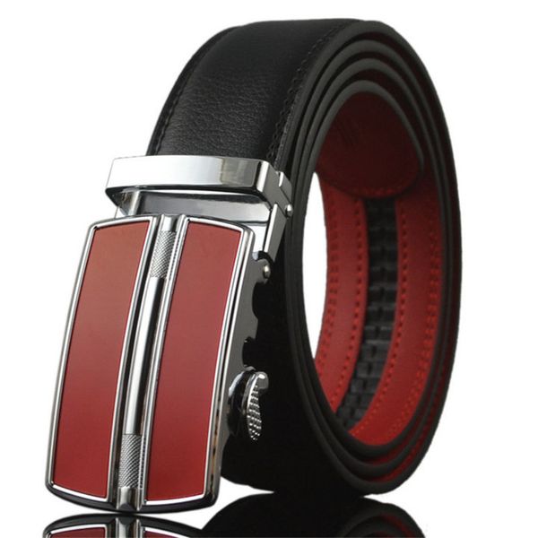 

men's automatic buckle belt designers fashion brand casual style red black leather wholesale youth male waist tape, Black;brown