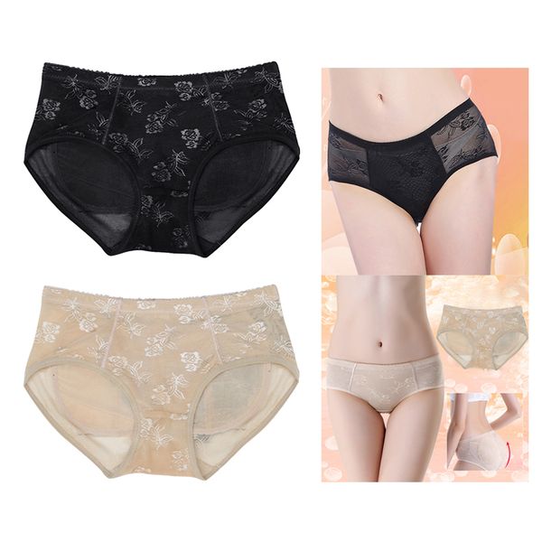 

2pcs women lace butt lifter panty padded control bottom underwear xxl, Black;brown