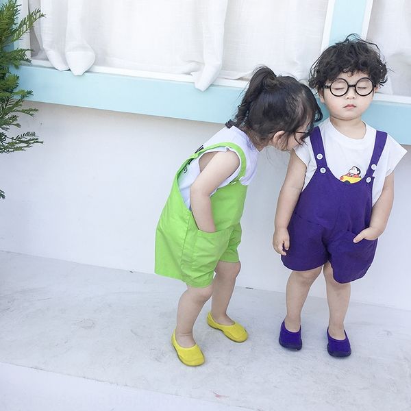 

boys' and girls' belt 2020 new casual pants children's shorts korean children's wear baby casual pants loose fashion, Blue