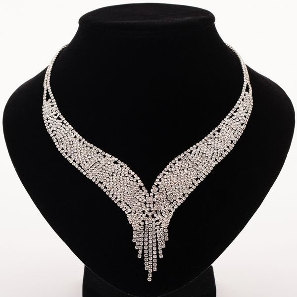 

trendy crystal statement necklaces pendants women fine jewelry multi layer link chain rhinestone necklace bijoux colares