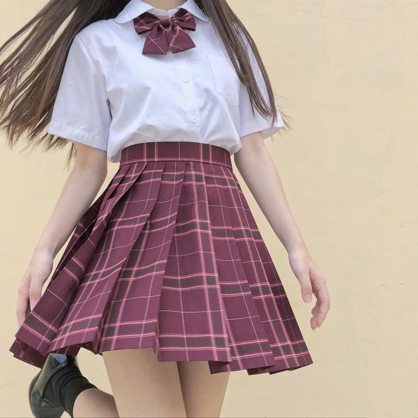 

lycoris radiate] short long sleeve japanese student girls school jk uniform large middle high school uniforms high waist, White
