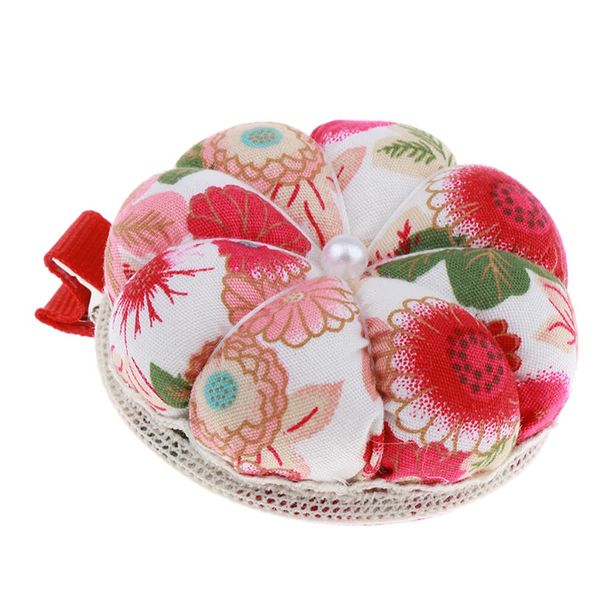 

wrist pin cushion pumpkin wrist band pin cushions wearable needle pincushions for sewing (flowers pattern multicolor, Black