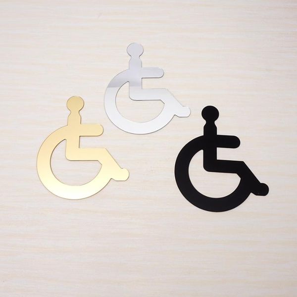 

acrylic wheelchair disabled toilet mirrored door sticker / wall sign