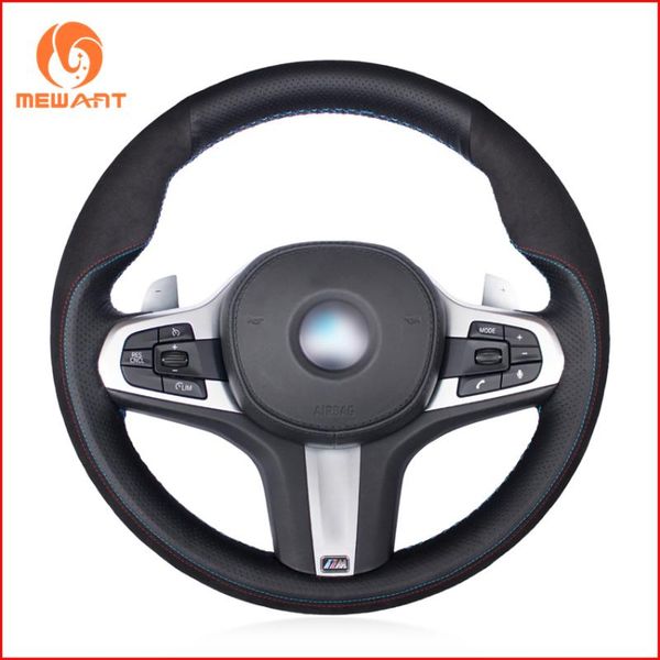 

mewant black genuine leather steering wheel cover for m sport g30 g31 g32 g20 g21 g14 g15 g16 x3 g01 x4 g02 x5 g05 parts