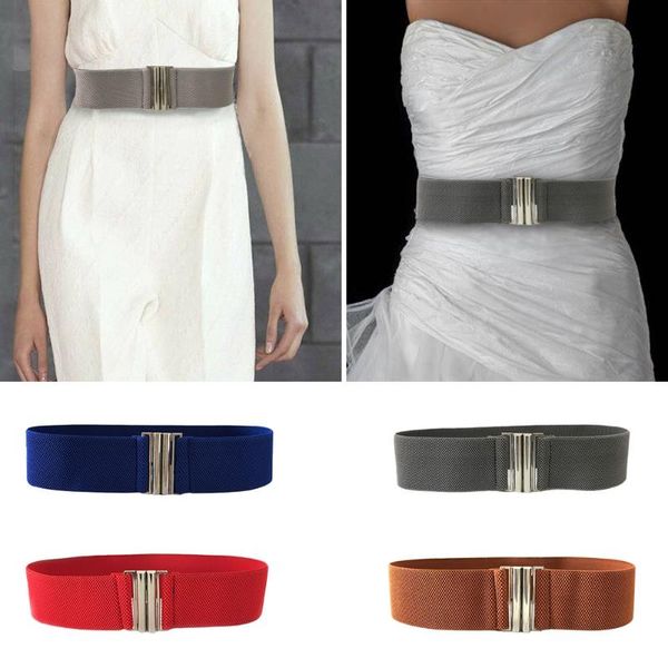

fashion metal buckle belt women solid soft stretch trimmer elastic waist belt korean style durable waistband accessories #2, Black;brown