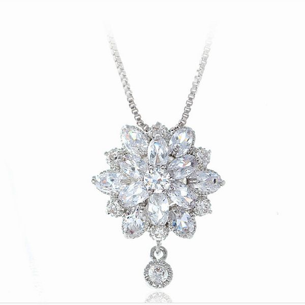 

fashion new flower short paragraph chain zircon inlaid clavicle chain korean gorgeous pendant with accessories, Silver