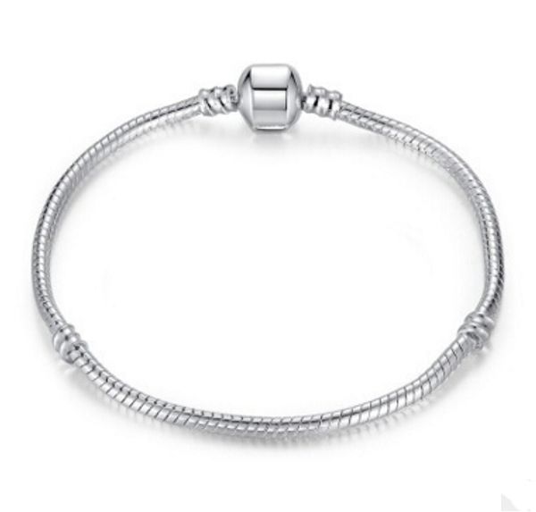 

925 sterling silver bracelets 17cm-23cm logo with crown for pandora clasp style bracelet diy jewelry component ing, Golden;silver