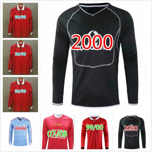 

90 92 кантона giggs keane mens ретро футбол джерси 07 08 beckham сульшер скоулз 11 ronaldo ferdinand rooney chicharito футбол рубашка, Black