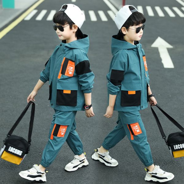 

new 2020 cool autumn boy clothes sets cotton t-shirts pants handsome boys sports suits tracksuits childrens clothing hot, White