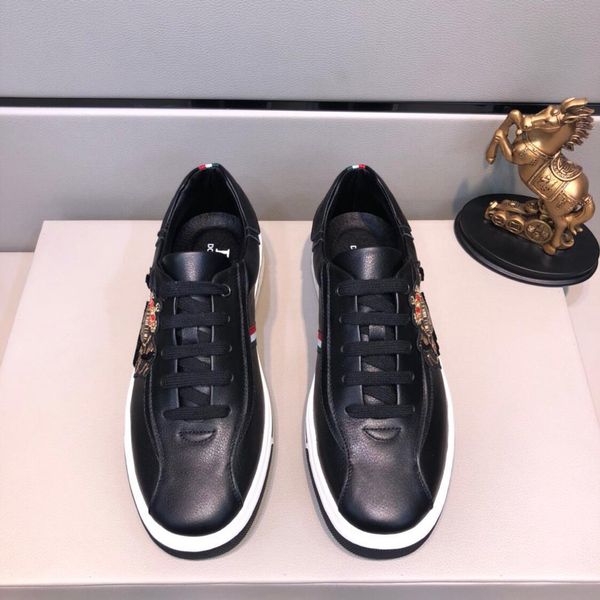 

2020p luxury high-end printed men's leather low-daily sports shoes, high-quality casual wild tide shoes, size: 38-45, Black