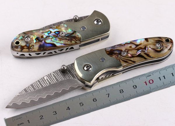Yüksek Kaliteli Küçük Katlanır Bıçak Şam Çelik Bıçak Kabuk + Naylon Çanta Ile Bakır Kolu EDC Cep Bıçaklar