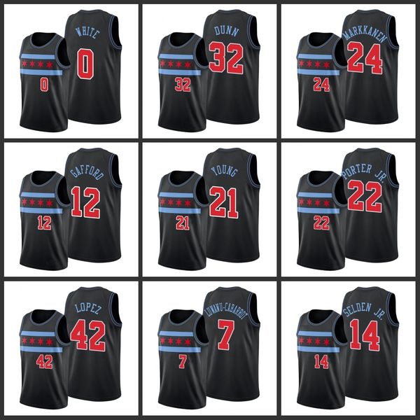 

Chicago Bulls Coby White Kris Dunn Lauri Markkanen Daniel Gafford Thaddeus Young Otto Porter Jr. Robin Lopez Men 2019-20 Jersey