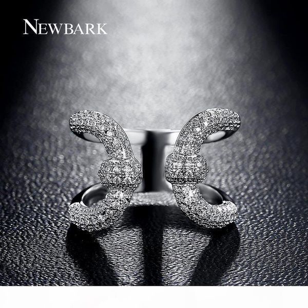 

r newbark vintage crown open women rings lovely lady double u silver color great quality zirconia stone queen symbol finger ring q17072, Slivery;golden