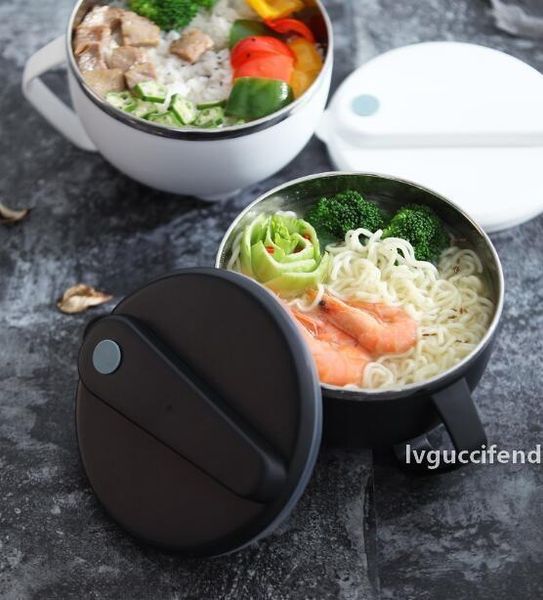 

304 stainless steel noodle bowl with lid portable lunch box bowl large size