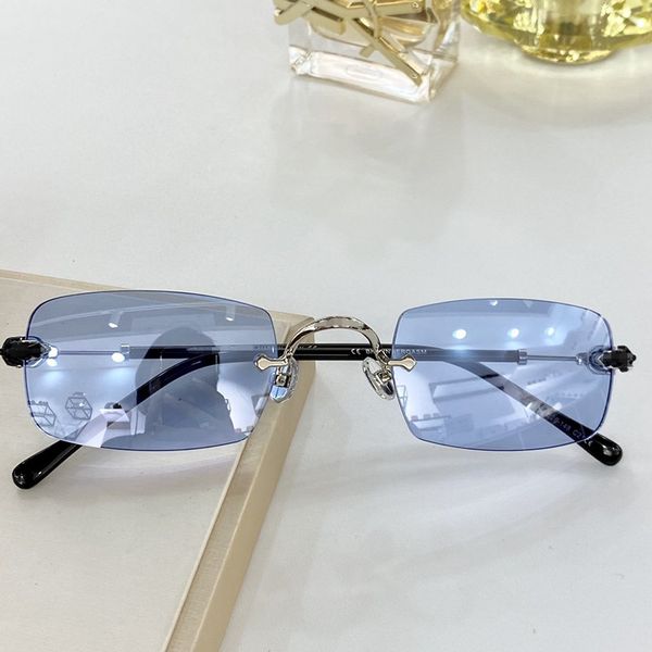 

2020 ретро-vintage chr 31528 прямоугольный rimless солнцезащитные очки uv400 unisex56-20-148 красочные ocean blue объектива fullset case выс