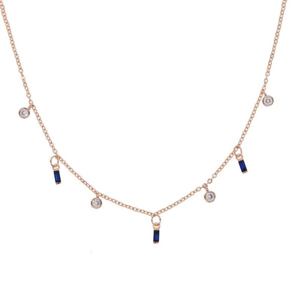 

2020 trendy fine pink color short necklace girls bezel cz station necklace simulated yard tear drop layer choker necklaces, Silver