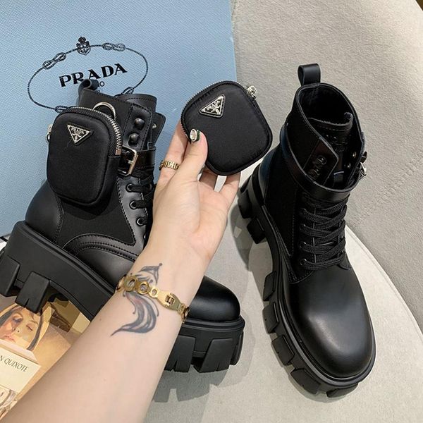 

2020 роскошная женская lace up короткие сапоги, женская кожа толстая подошва моды сапоги roman сапоги с молнией размер мешка 35-40 0026, Black