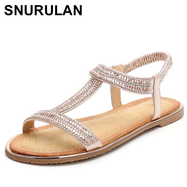 

snurulan 2020 new european fashion floral sandals rhinestone beads luxury diamond ladies sandals plus size z36, Black