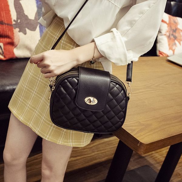 

n0ojo guangdong women's fashion messenger shoulder 2019 new korean fashion three-layer multi-layer diamond grid chain bag single should, White