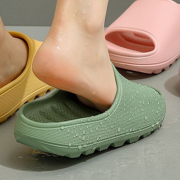 

summer house slippers for ladies indoor and outdoor bathroom lovers rubber slippers non-slip men thick sole massage, Black