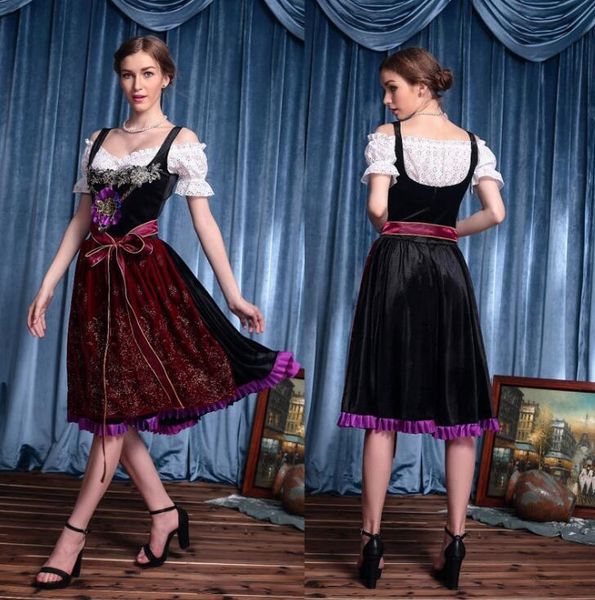 

split national costume size bavarian national traditional clothing cospaly german beer festival clothing women'sflannel long, Black;red