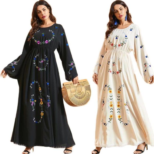 

embroidery abaya muslim women boho maxi dress dubai kaftan arab robe jilbab caftan turkish party robe islamic clothing plus size, Red
