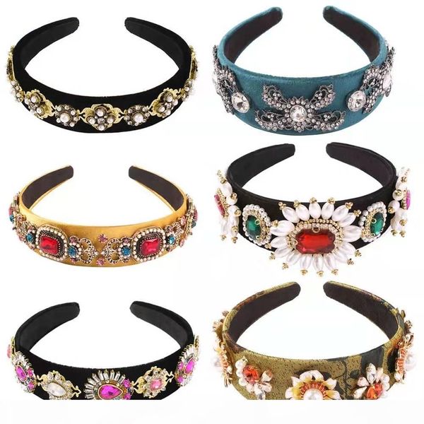 

baroque diamond pearls flower headband luxury designer bride wedding statement headbands fashion bohemian hair jewelry ing, Silver