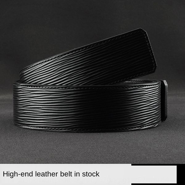 

men's 3.8cm leather headless smooth buckle cowhide perforated belt layer belt body without buckle, Black;brown