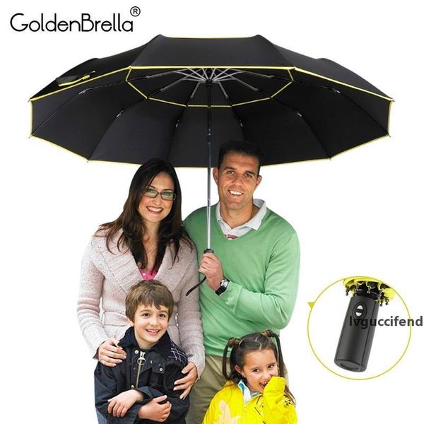 

120cm fully-automatic umbrella men rain woman double layer 3 folding business gift umbrella windproof sun umbrellas t200117