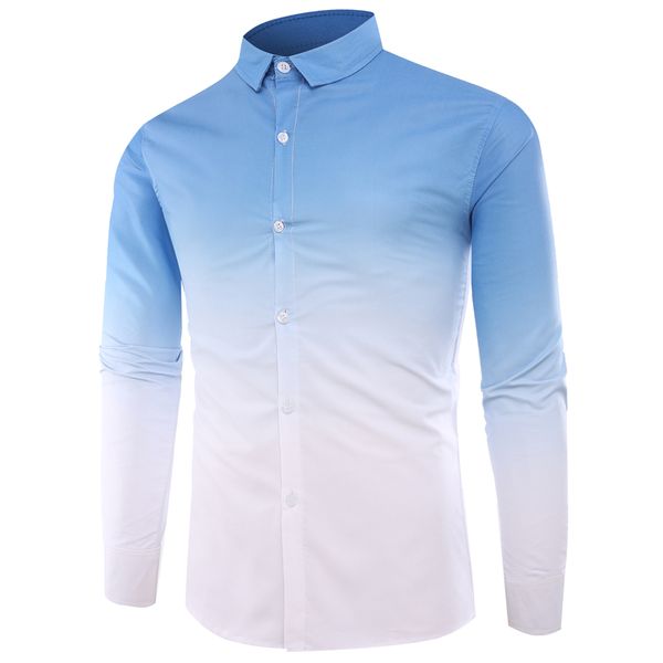 

casual shirtsnew mens geometric gradient color slim fit dress shirt fashion camisa masculina long-sleeved shirt, White;black