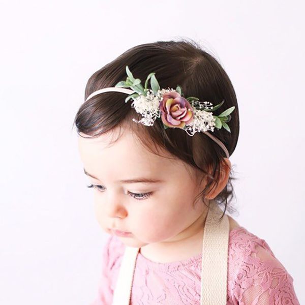 

newborn nylon flower headbands infant seaside headwear baby tieback headband girls flower crown eater bebes turban, Slivery;white