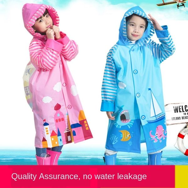 

vwxbm blue ant children's boys and girls kindergarten students thickened raincoat with schoolbag inflatable cloak schoolbag inflatable, Black