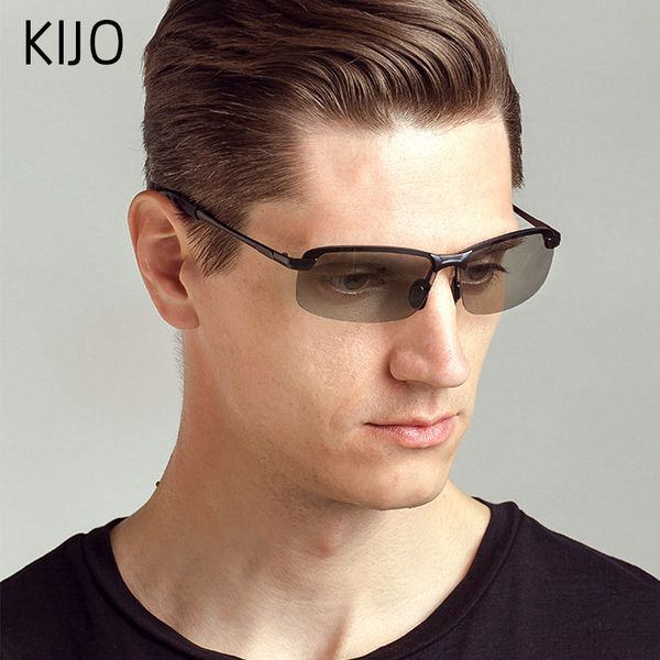 

pchromic sunglasses men's polarized handsome chameleon glasses men's color sunglasses daytime night vision driving glasses, White;black