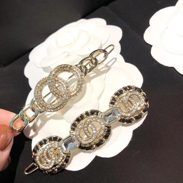 

c2269 sparkling vintage high texture headwear personalized chain design fashion letter hairpin female wearing a joker clip, Golden;silver