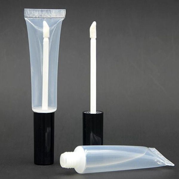 новый 15ML Lip Трубы Squeezable Пустые бутылки Gloss Контейнер Пластиковые контейнеры Очистить Помада Мода Прохладный Lip Tubes