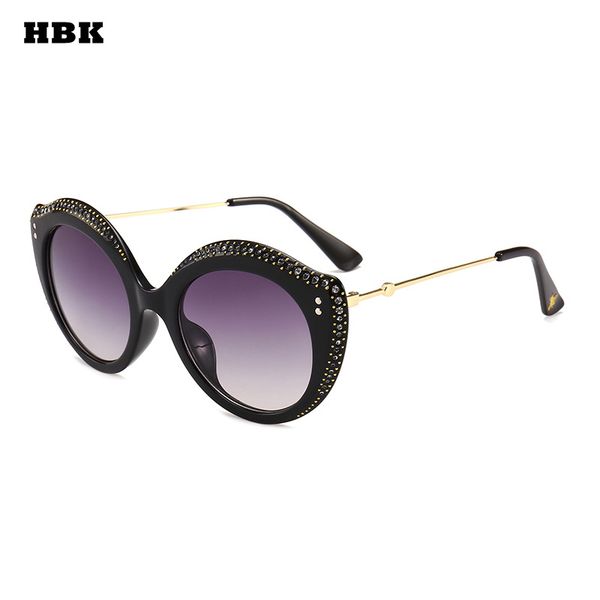 

hbk new diamond cat eye lip shape sunglasses for women metal gradient lens uv400 sun glasses 2020, White;black