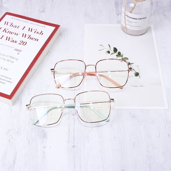 

super large square frame myopia artistic fashion simple personality degree glasses can be matched with men's plain glasses, Silver
