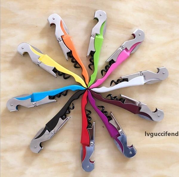 

multi-function wine corkscrew stainless steel bottle opener knife pull tap double hinged corkscrew creative promotional gifts