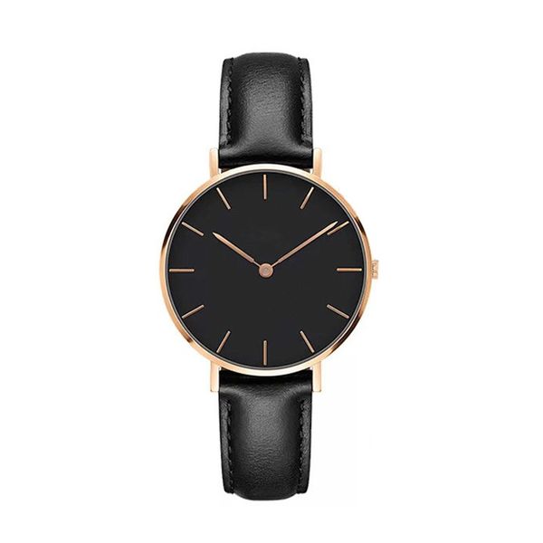 

men watch simple fashion watch quartz movement fine leather strap stainless steel gold dial men watches