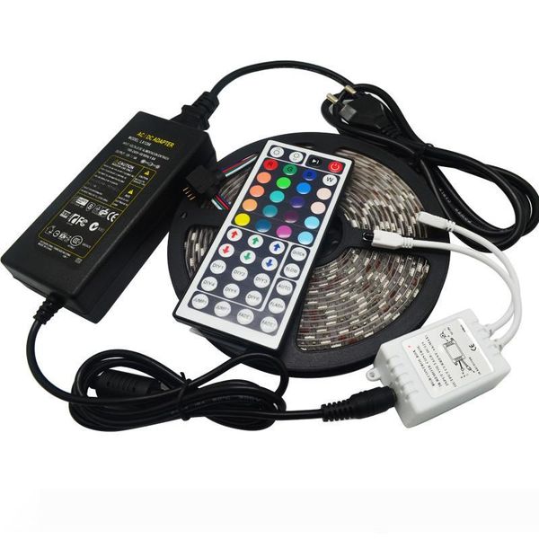 

5050 rgb 60leds led strip light waterproof 5050 rgb 60led 5m roll dc 12v flexible 300 led with remote controller+6a adapter+coil 5m roll