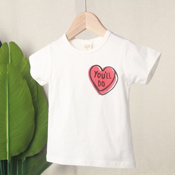 

children's short-sleeved 2020 new korean fashion pure cotton love printed children's t-shirt short-sleeved t-shirt, Blue