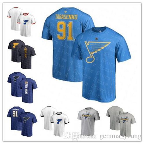 

2019 men's st. louis blues stanley cup champions t-shirts 91 vladimir tarasenko 90 ryan o'reilly sport hockey tees printed logos s, Gray
