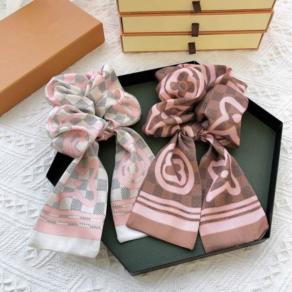 

intestine ring tied designer hair accessories rubber band original retro silk wide edge letters chain streamer hair ring ( no box, Golden;silver