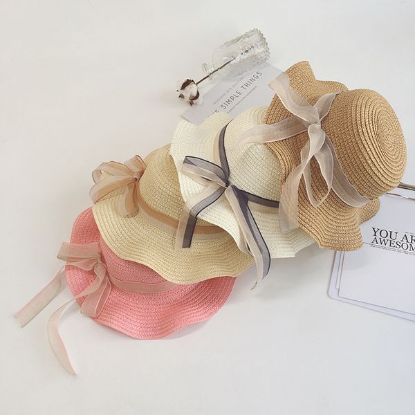 

2020 summer straw hat wavy edge girls straw hat beach holiday foldable e, Yellow